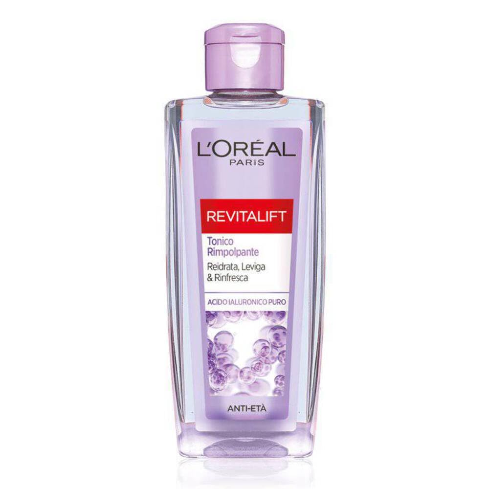 L'Oréal Paris Tonico Rimpolpante Revitalift Filler, Azione Detergente Anti-Età con Acido Ialuronico Puro, 200 ml
