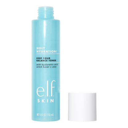 e.l.f. SKIN Keep Your Balance Toner, delicato, rinfrescante, antinfiammatorio, rimuove make-up e impurità, idrata, deterge, lenisce, infuso con acido ialuronico, amamelide e aloe