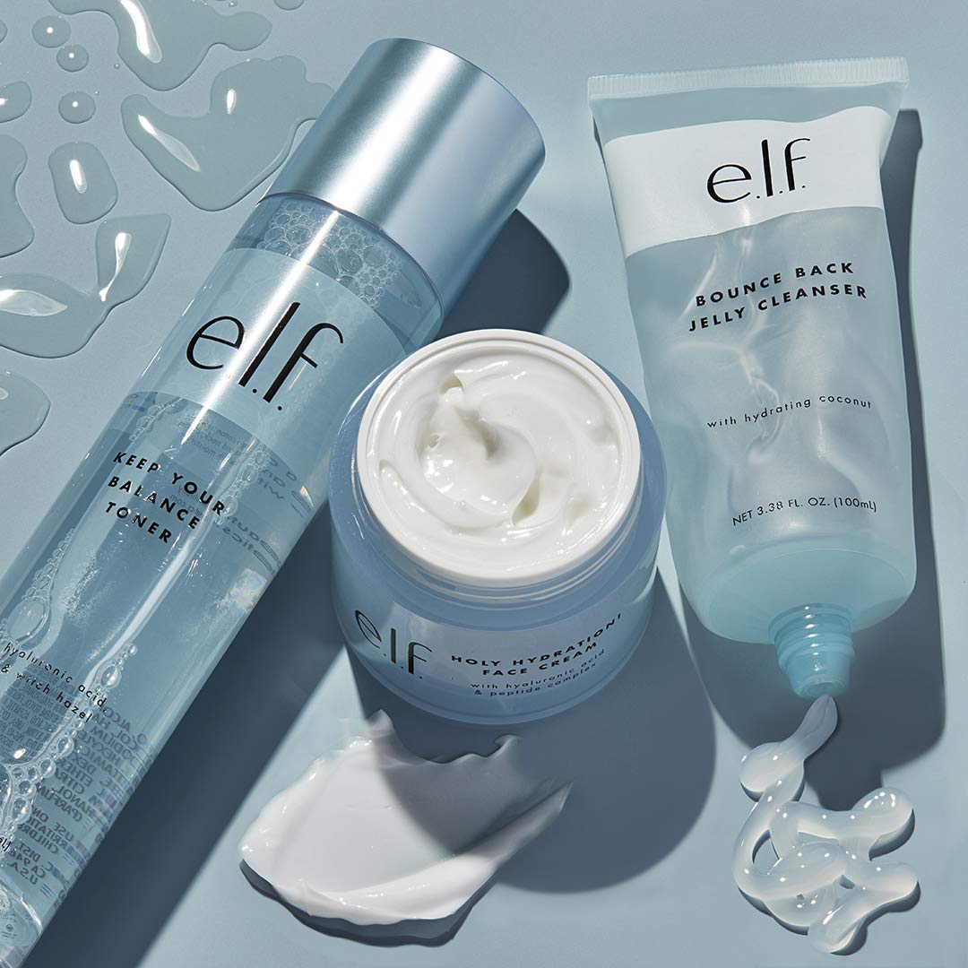 e.l.f. SKIN Keep Your Balance Toner, delicato, rinfrescante, antinfiammatorio, rimuove make-up e impurità, idrata, deterge, lenisce, infuso con acido ialuronico, amamelide e aloe