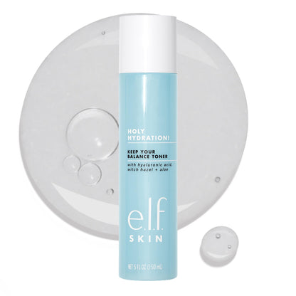 e.l.f. SKIN Keep Your Balance Toner, delicato, rinfrescante, antinfiammatorio, rimuove make-up e impurità, idrata, deterge, lenisce, infuso con acido ialuronico, amamelide e aloe