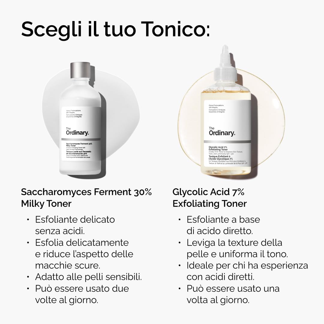 The Ordinary Saccharomyces Ferment 30% Milky Toner 100ml, Tonico viso lattiginoso, Esfoliante e idratante per una pelle più levigata e luminosa