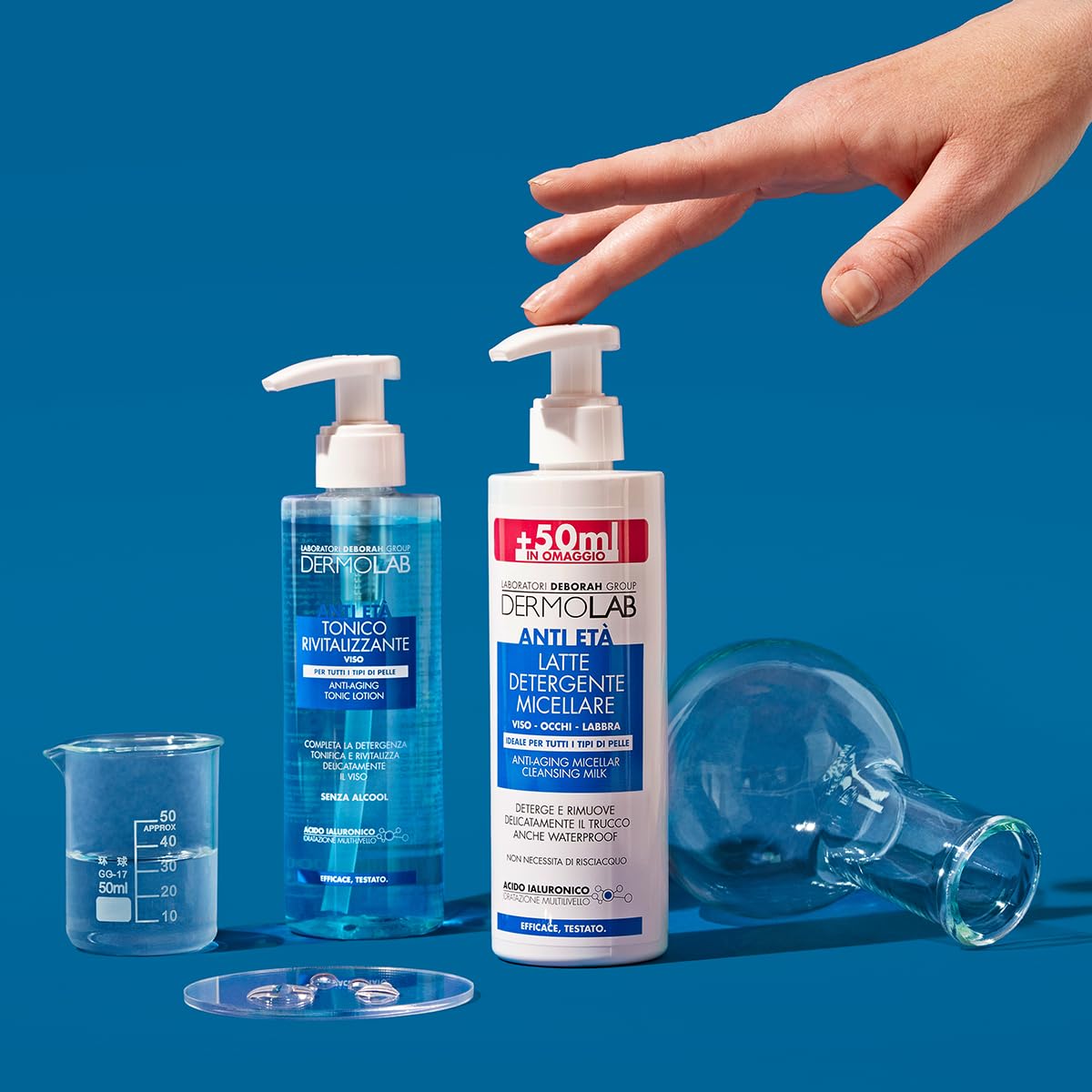 Dermolab - Tonico Viso Antietà Rivitalizzante per Tutti i Tipi di Pelle, con Pool di Acido Ialuronico, Effetto Antiage e Tonificante, Deterge e Leviga le Rughe, Dermatologicamente Testato, 200 ml