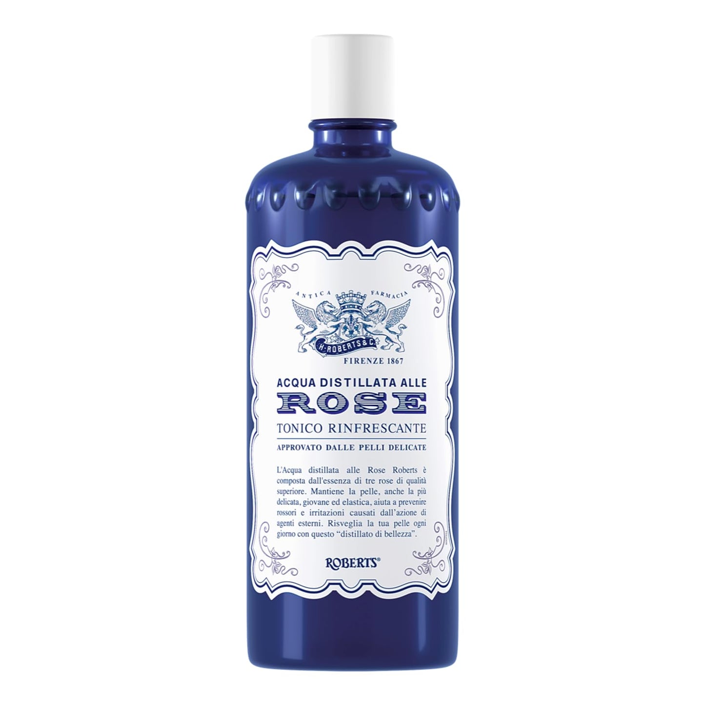 Acqua alle Rose, Tonico Viso con Acqua Distillata Alle Rose, Formula Rinfrescante con Proprietà Idratanti, Tonificanti e Lenitive, 300ml