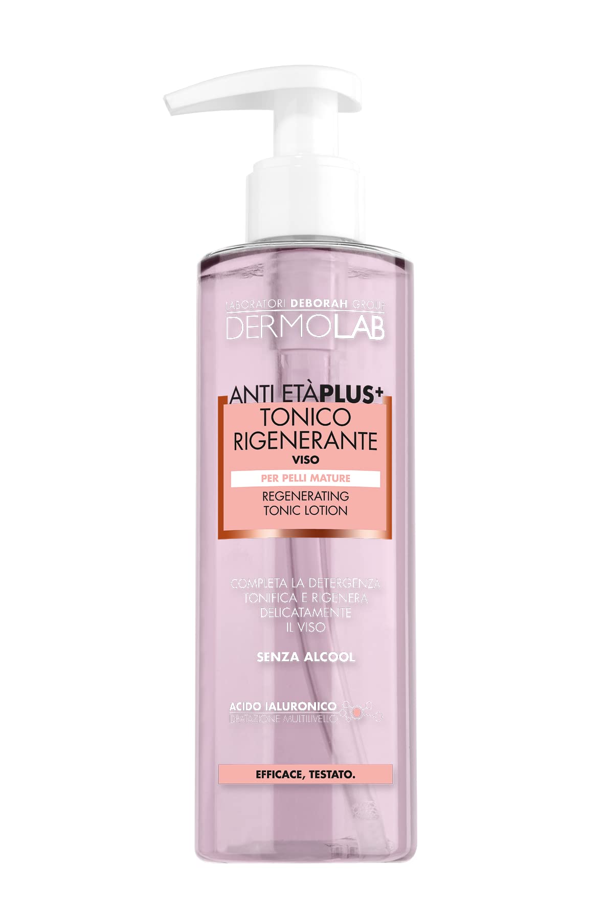 Dermolab - Tonico Viso Antietà Plus per Pelli Mature, con Pool di Acido Ialuronico, Effetto Antiage e Tonificante, Deterge e Leviga le Rughe, Senza Alcool, Dermatologicamente Testato, 200 ml