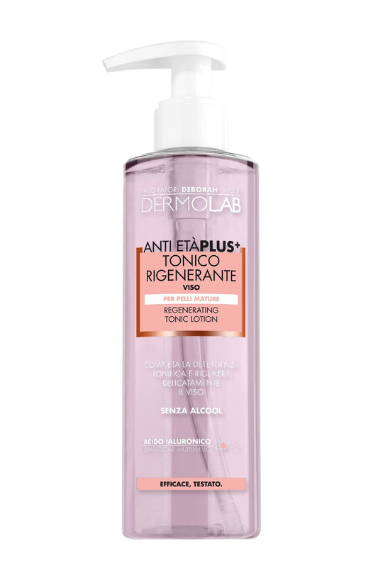 Dermolab - Tonico Viso Antietà Plus per Pelli Mature, con Pool di Acido Ialuronico, Effetto Antiage e Tonificante, Deterge e Leviga le Rughe, Senza Alcool, Dermatologicamente Testato, 200 ml