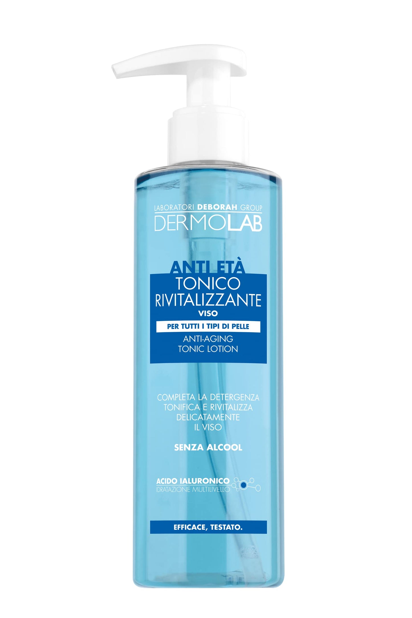 Dermolab - Tonico Viso Antietà Rivitalizzante per Tutti i Tipi di Pelle, con Pool di Acido Ialuronico, Effetto Antiage e Tonificante, Deterge e Leviga le Rughe, Dermatologicamente Testato, 200 ml