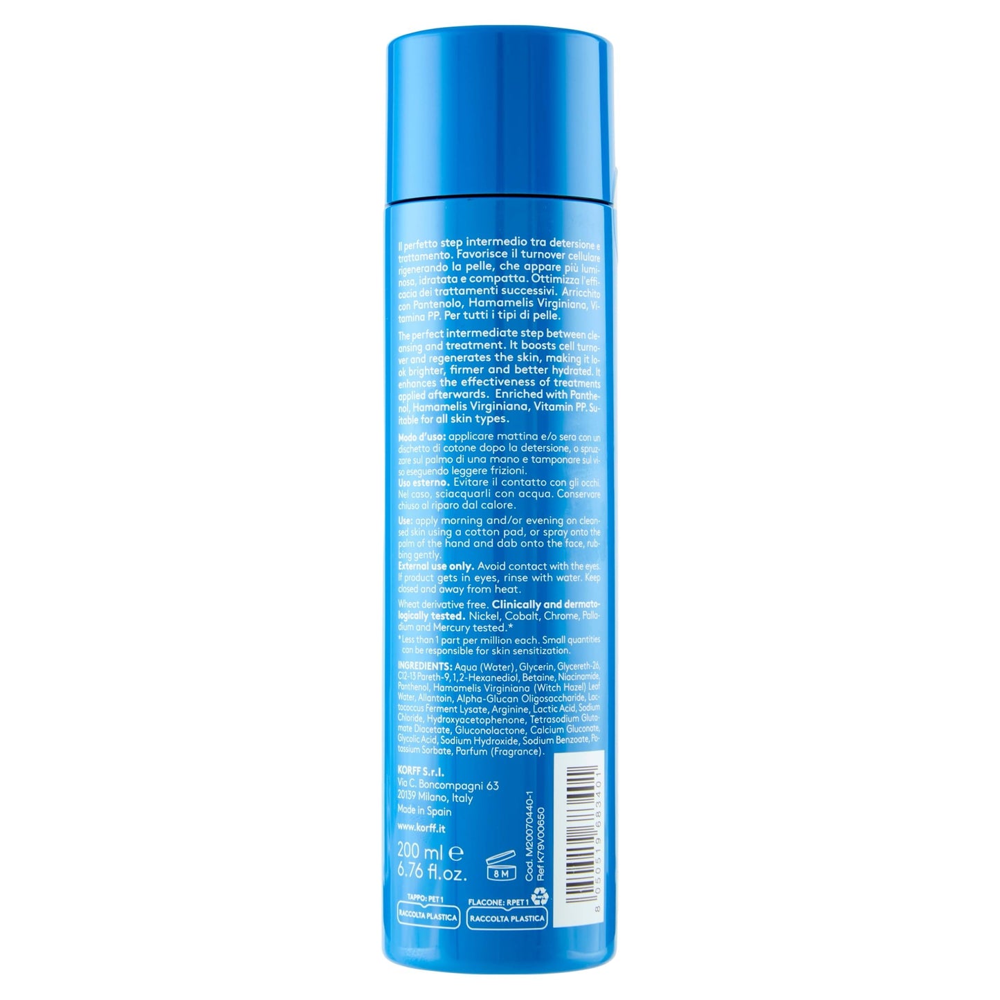 Korff Essence Tonico Viso Rigenerante, Formula Idratante e Illuminante, Arricchito con Pantenolo, 200ml
