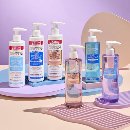 Dermolab - Tonico Viso Antietà Plus per Pelli Mature, con Pool di Acido Ialuronico, Effetto Antiage e Tonificante, Deterge e Leviga le Rughe, Senza Alcool, Dermatologicamente Testato, 200 ml